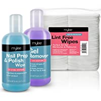Kit de manicura Mylee Salon- removedor de esmalte y preparación para uñas y toallitas para uñas Paquete de LED UV…